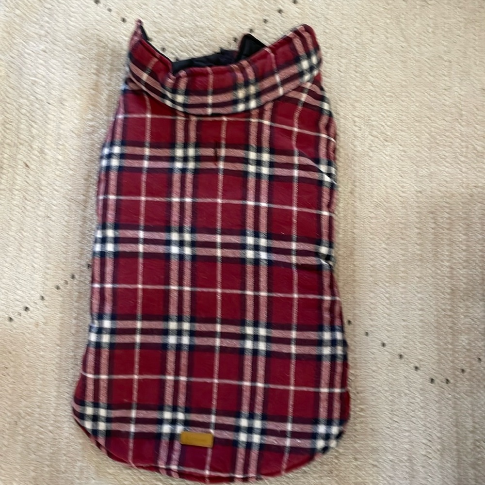 Dog flannel check poly fill jacket